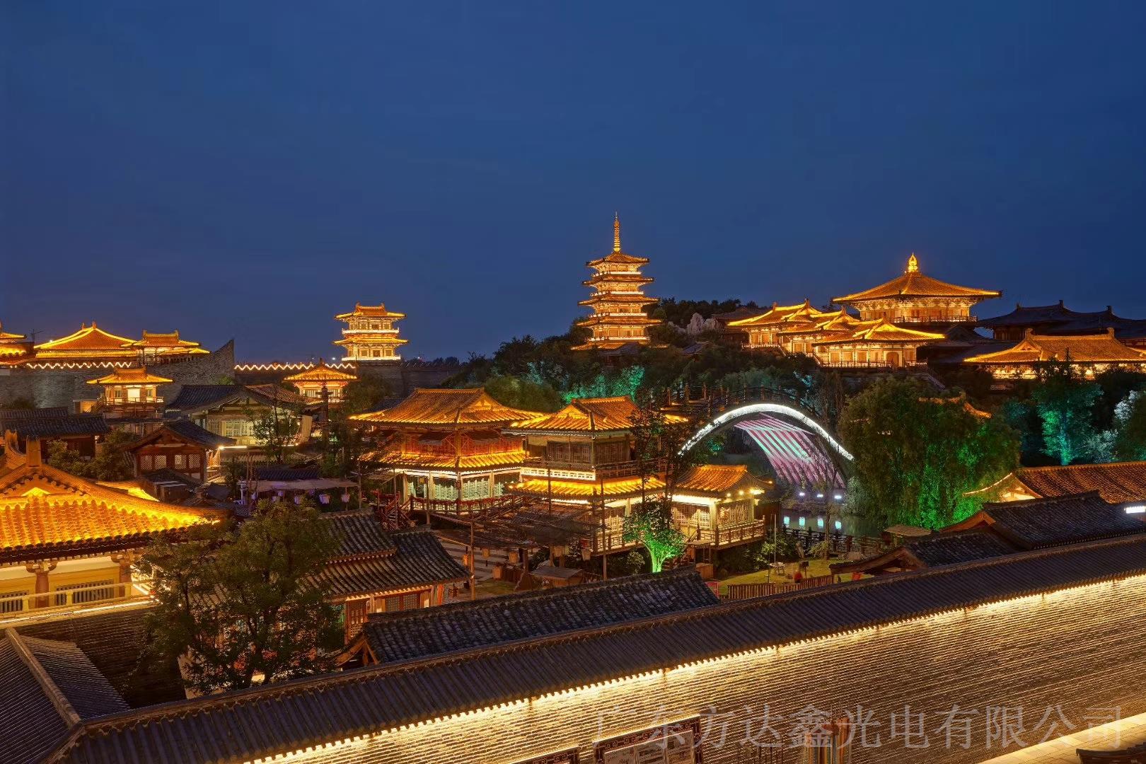 广东泓禧汇助力国内最大仿唐建筑群湖北襄阳唐城影视基地夜景亮化工程完美收官！