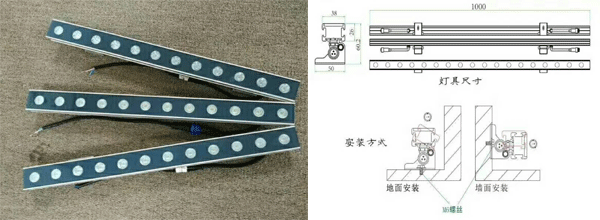 新款结构防水无阴影对接18WLED洗墙灯