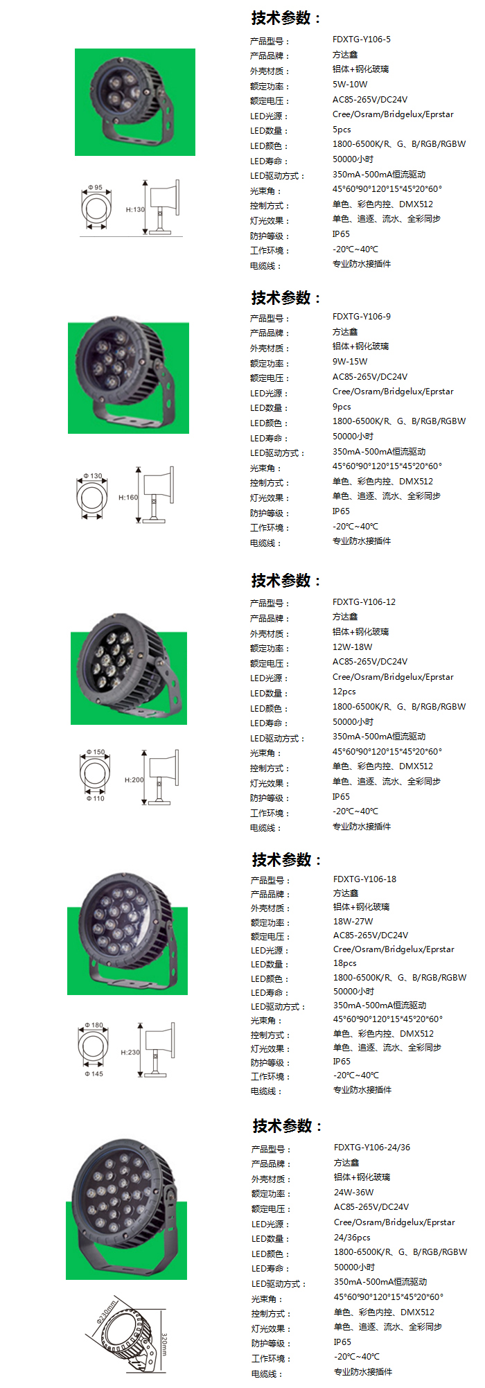 FDXTG-Y106led大功率投光灯