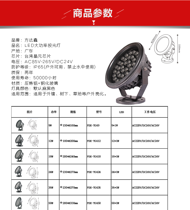 高亮led投射灯